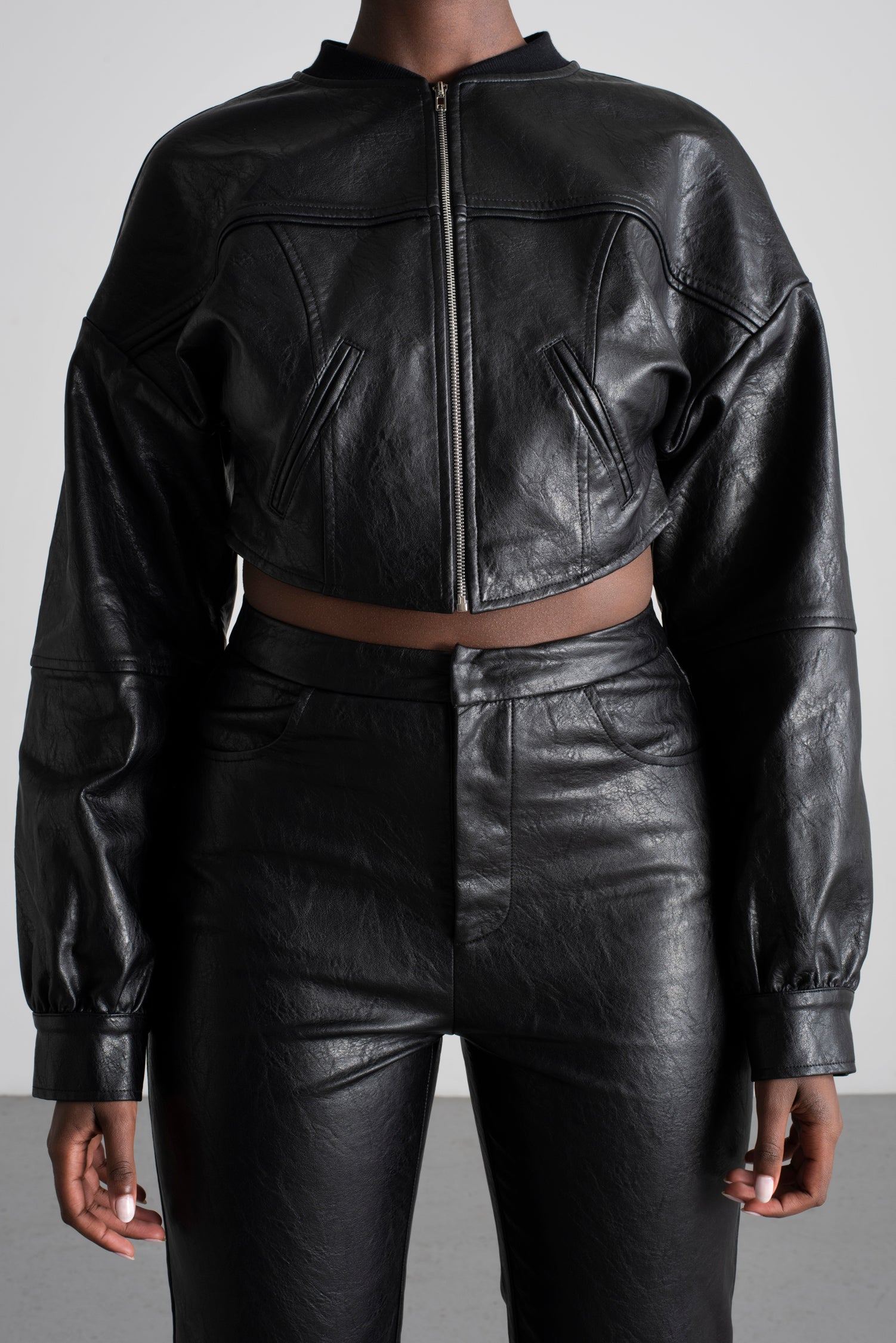 Onyx Black Leather Trousers image 2